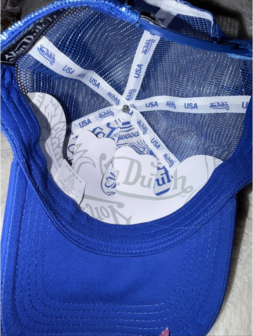 Von Dutch Royal Blue and White Classic Trucker Hat - SnapBack One Size Fits Most - Picture 5 of 6